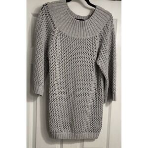 Spiegel Vintage Crochet Sweater Sz XL Chunky Loose Knit Boat Neck Y2K 90s Silver